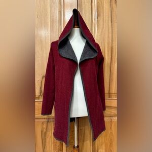 BNCI by Blanc Noir - Heather Gray/Maroon Wool Blend Sweater/Open Jacket - EUC, L